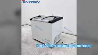 Commercial Ice Cream Freezer Curved Glass Display